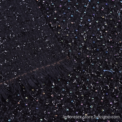 Polyester Paillettes Tweed Metallic Sequin Embroidery Fabric